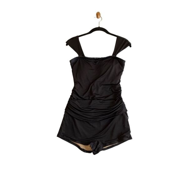 Ray swimwear, women’ two piece, black polkadot, trim, bathing suit, size medium - Picture 1 of 5